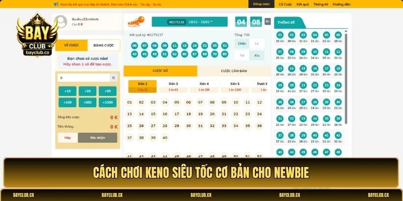 Cách chơi Keno Siêu Tốc